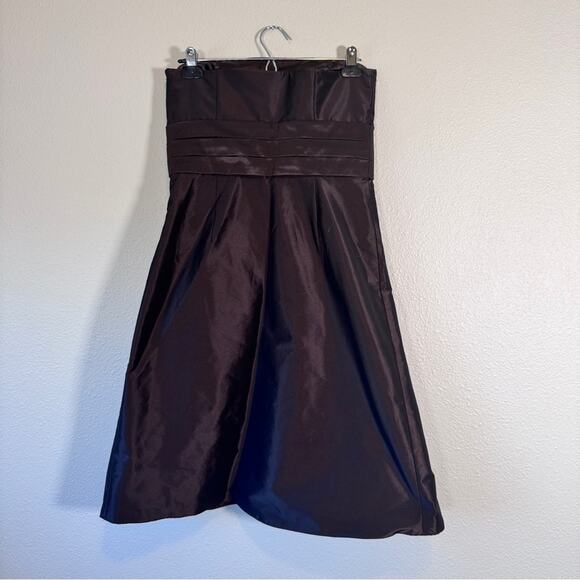 Ann Taylor Brown Strapless Gown Mini Dress Womens 4 Formal Bridesmaid Cocktail - Picture 5 of 6